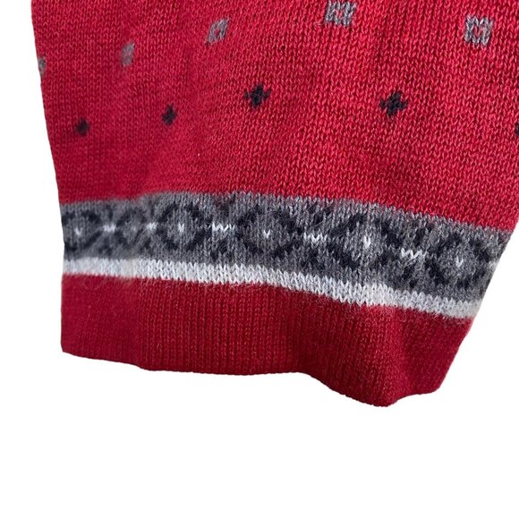 Woolrich Women’s Red Fair Isle Zip Sweater Size M Winter Knit - Picture 5 of 11